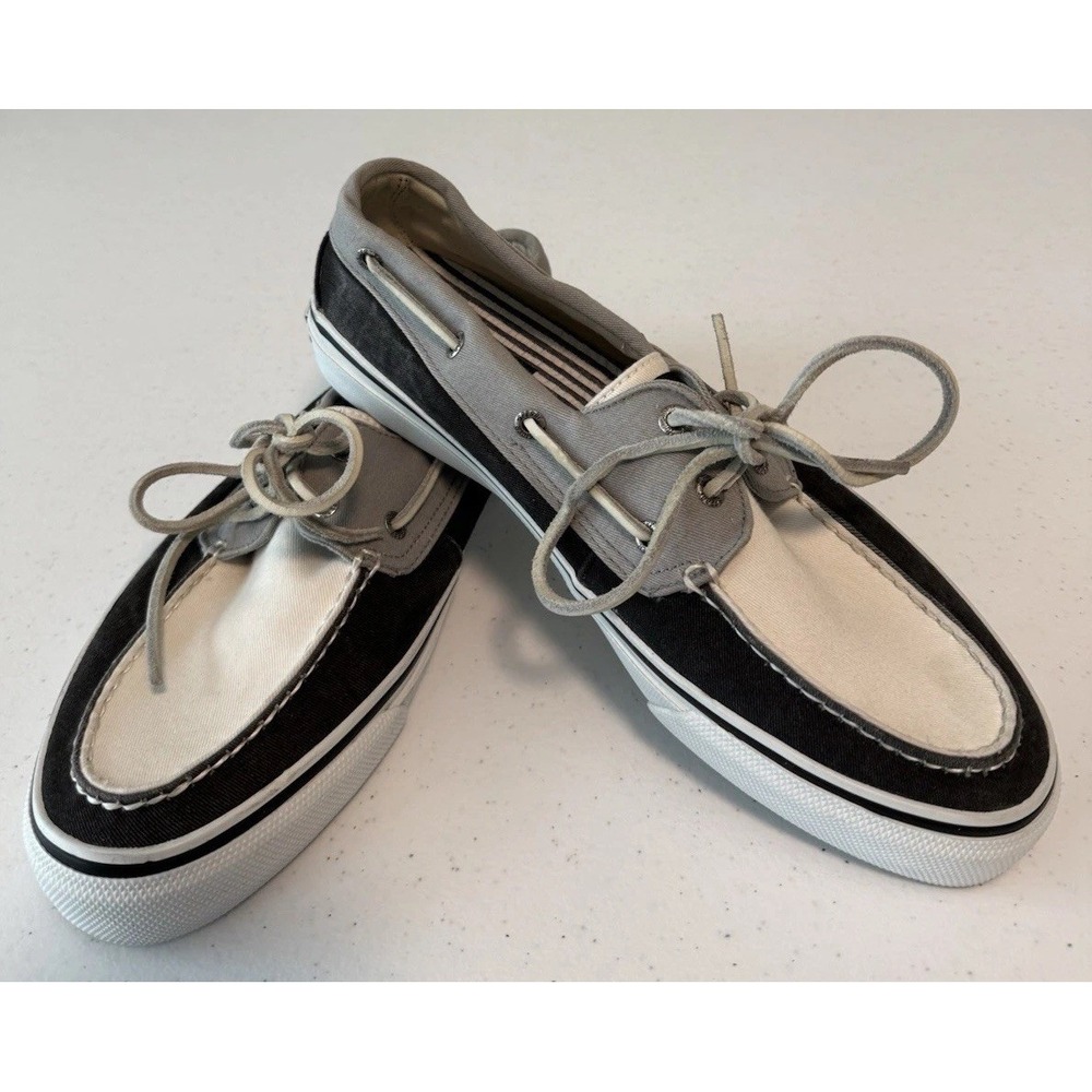 Sperry Topsider Men's Bahama II 2-Eye‎ Boat Shoes Size 11M Gray Ivory Black